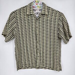 Vintage Mench Platinum Shirt Mens 3X Button Short Sleeve Geometric Abstract Gray